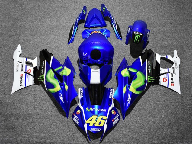 Carena Moto Yamaha YZF R3/R25 2019-2021 - Blu Bianco Verde Nero Mostro MoviStar ENEOS 46
