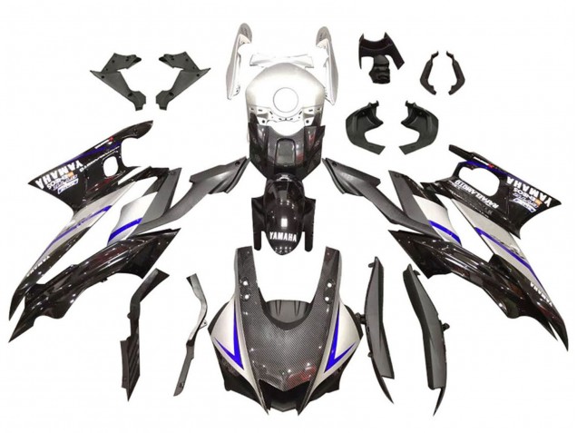 Carena Moto Yamaha YZF R3/R25 2019-2021 - Argento Nero Lucido Fibra di Carbonio Stile