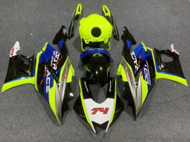 Carena Moto Yamaha YZF R3/R25 2022-2024 - Neon Verde Blu Nero Lucido 74 Fabbrica