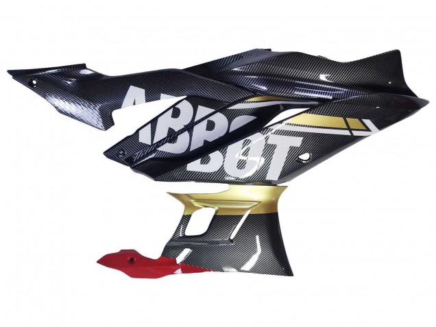 Carena Moto Yamaha YZF R3/R25 2022-2024 - Nero Fibra di Carbonio Stile Oro Rosso ABBOT