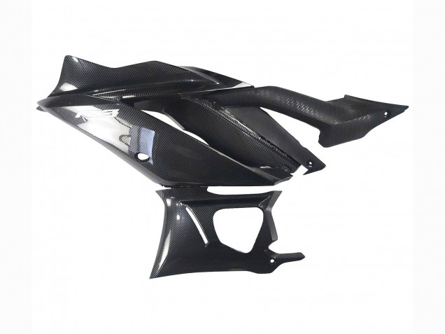 Carena Moto Yamaha YZF R3/R25 2022-2024 - Nero Fibra di Carbonio Stile Argento Blu
