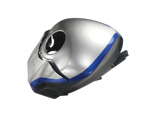 Carena Moto Yamaha YZF R3/R25 2022-2024 - Nero Fibra di Carbonio Stile Argento Blu