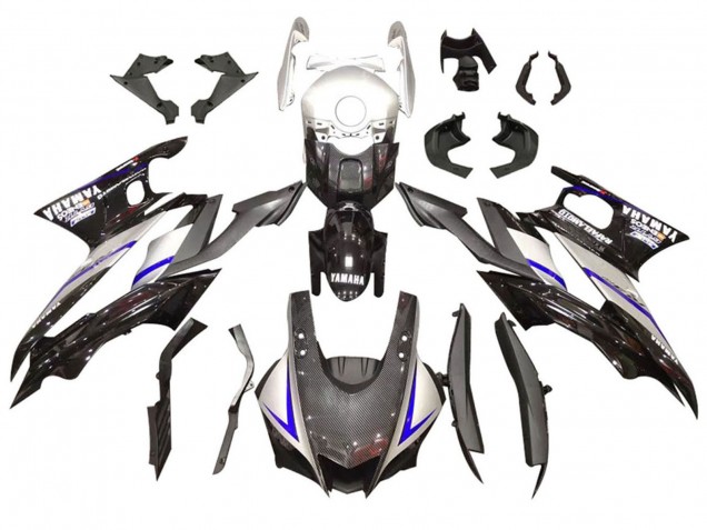 Kit Carena Moto Yamaha YZF R3/R25 2022-2024 - Argento Blu Nero Fibra di Carbonio Stile