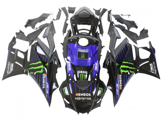 Carena Moto Yamaha YZF R3/R25 2022-2024 - Blu Verde Nero Mostro Yamalube ENEOS