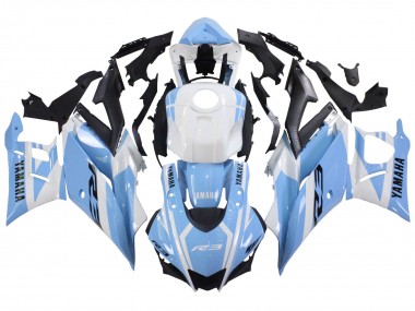 Carena Moto Yamaha YZF R3/R25 2022-2024 - Bianco Azzurro Chiaro Fabbrica