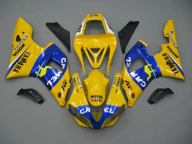 Carena Moto Yamaha YZF 1000 R1 2000-2001 - Bianco Giallo Blu Motul Cammello