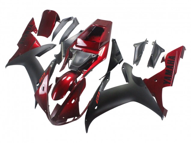 Kit Carena Moto Yamaha YZF 1000 R1 2002-2003 - Rosso Nero Opaco