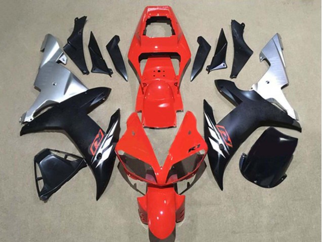 Carena Moto Yamaha YZF 1000 R1 2002-2003 - Rosso Argento Nero Opaco
