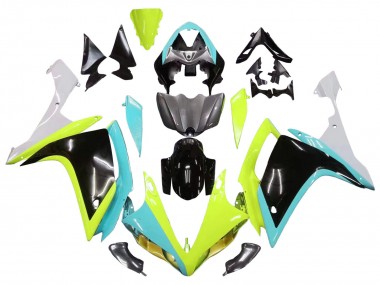 Carena Moto Yamaha YZF 1000 R1 2007-2008 - Azzurro Chiaro Verde Lime Nero Fabbrica