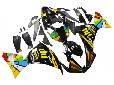 Carena Moto Yamaha YZF 1000 R1 2012-2014 - Nero Lucido Giallo Verde Blu Rosso Ruota dei Colori Fabbrica