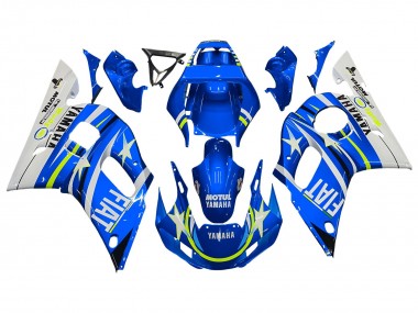 Carena Moto Yamaha YZF 600 R6 1998-2002 - Bianco Blu Neon Giallo Fiat Motul Michelin Fabbrica