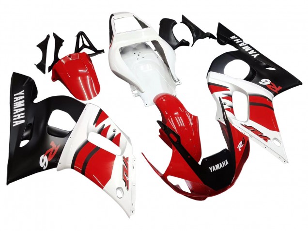 Carena Moto Yamaha YZF 600 R6 1998-2002 - Bianco Rosso Nero Lucido