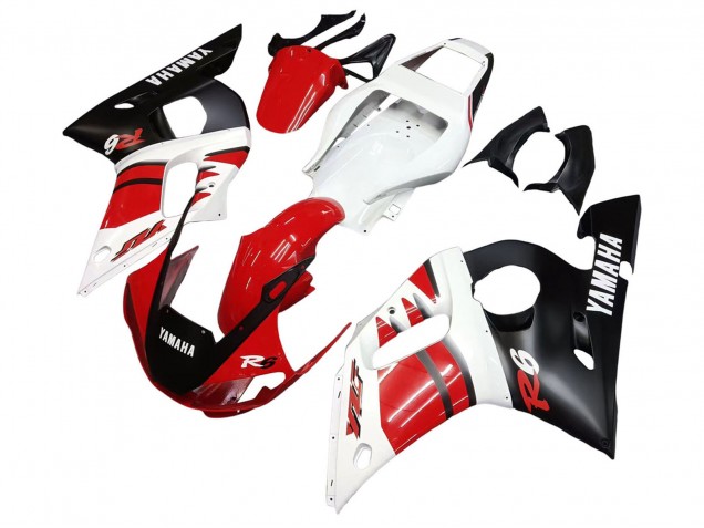 Carena Moto Yamaha YZF 600 R6 1998-2002 - Bianco Rosso Nero Lucido