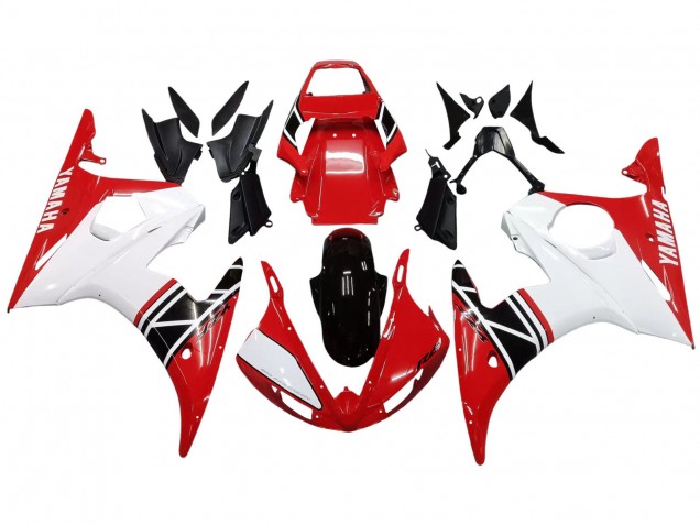 Carena Moto Yamaha YZF R6 2003-2004 - Bianco Rosso Nero Lucido