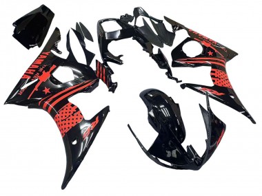 Carena Moto Yamaha YZF R6 2003-2004 - Nero Lucido Rosso Fabbrica