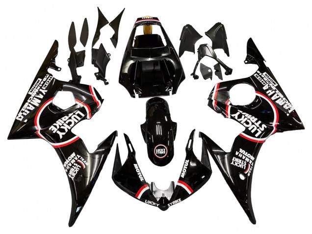 Carena Moto Yamaha YZF R6 2003-2004 - Nero Lucido Rosso Bianco Lucky Strike Motul