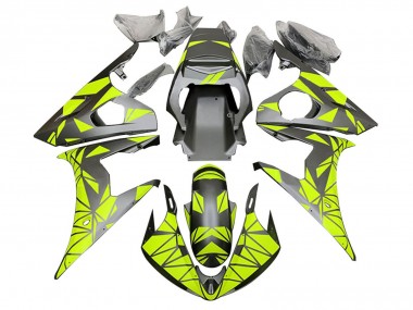 Carena Moto Yamaha YZF R6S 2006-2009 - Neon Verde Nero Opaco Geometrico Fabbrica