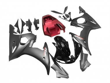 Carena Moto Yamaha YZF R6 2003-2004 - Rosso Nero Lucido Nero Opaco Fabbrica