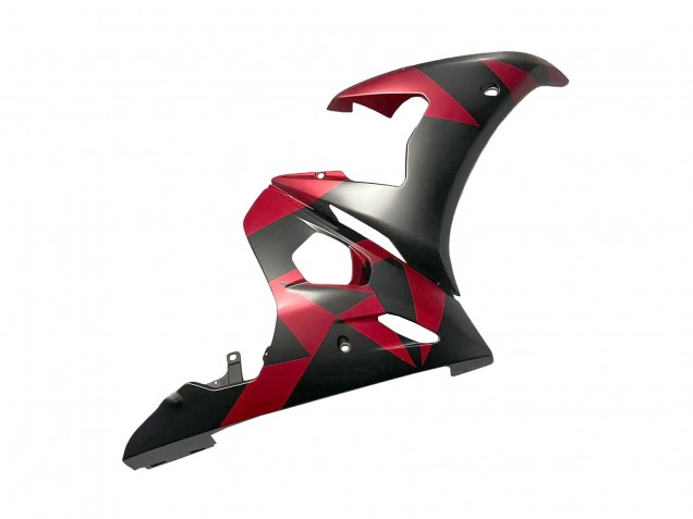 Carena Moto Yamaha YZF 600 R6 2005 - Nero Opaco Rosso Geometrico