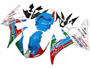 Carena Moto Yamaha YZF 600 R6 2005 - Azzurro Chiaro Bianco Verde Rosso Kastinee Dunlop Motul Fabbrica