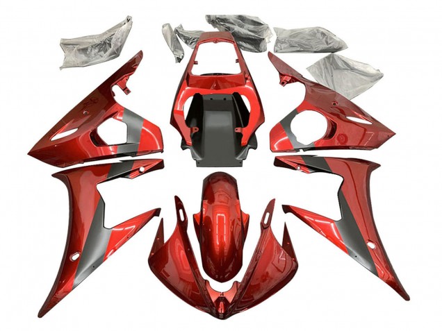 Carena Moto Yamaha YZF 600 R6 2005 - Rosso Nero Opaco