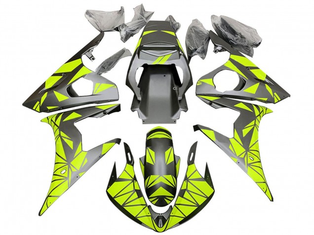 Carena Moto Yamaha YZF 600 R6 2005 - Nero Opaco Neon Verde