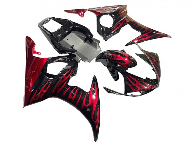 Carena Moto Yamaha YZF 600 R6 2005 - Nero Rosso Fiamma