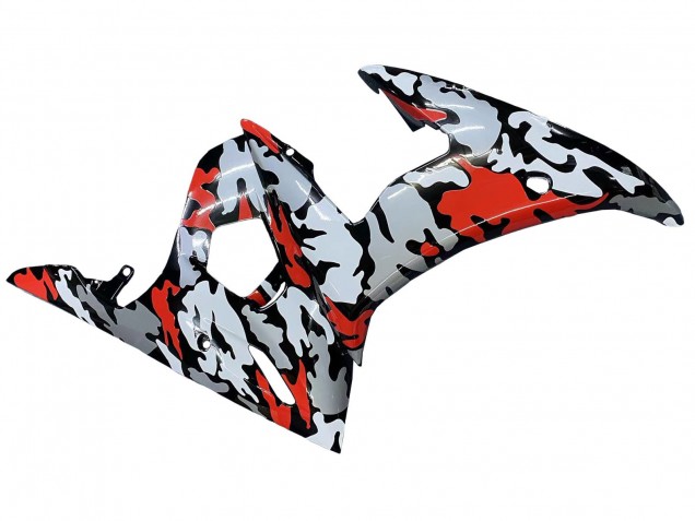 Carena Moto Yamaha YZF 600 R6 2005 - Nero Rosso Grigio Camouflage