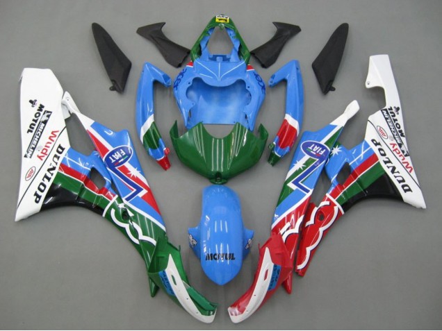 Carena Moto Yamaha YZF 600 R6 2006-2007 - Blu Verde Bianco Rosso Dunlop Michelin Motul