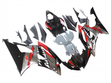 Carena Moto Yamaha YZF 600 R6 2008-2016 - Argento Nero Rosso Squalo 4 Fabbrica