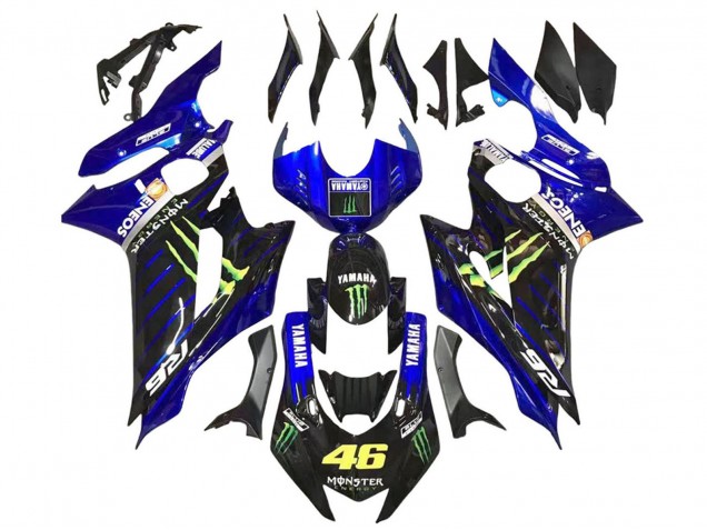 Carene Moto Yamaha YZF 600 R6 2017-2025 - Blu Nero Lucido Verde Mostro ENEOS Yamalube