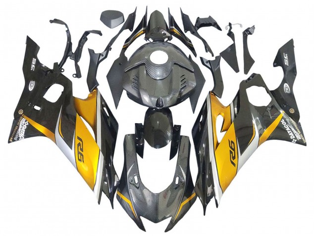 Carene Moto Yamaha YZF 600 R6 2017-2025 - Oro Nero Fibra di Carbonio