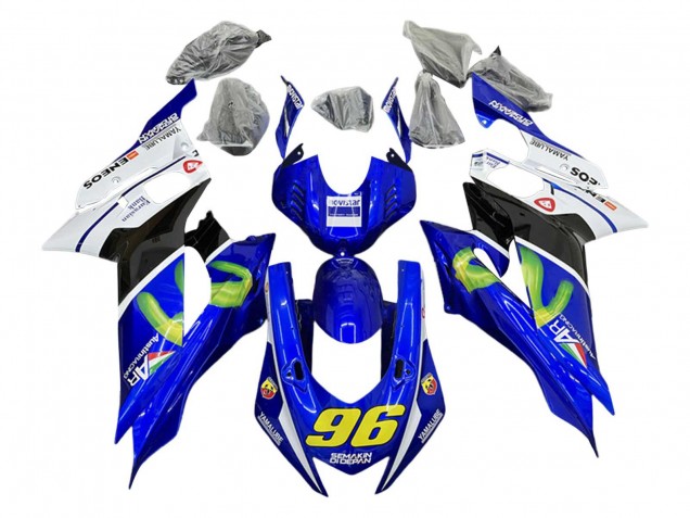 Carene Moto Yamaha YZF 600 R6 2017-2025 - Bianco Blu Nero Verde MoviStar Semakin Didepan