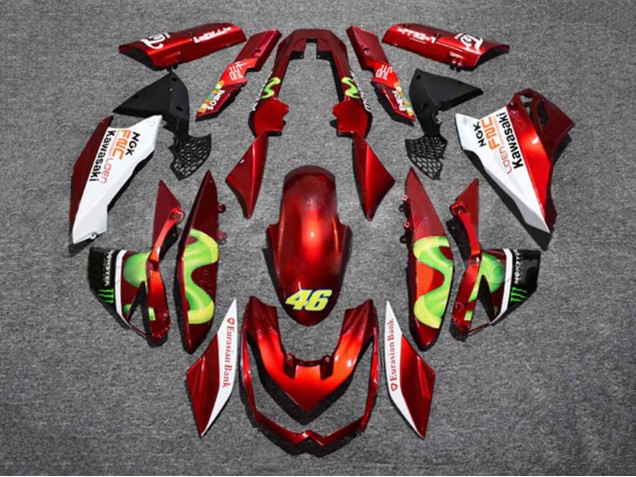 Carena Moto Kawasaki Z1000 2010-2013 - Rosso Bianco Verde Mostro 46