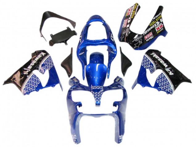 Carena Moto Kawasaki ZX9R 2000-2001 - Blu Bianco Nero Lucido