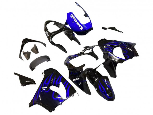 Carena Moto Kawasaki ZX9R 2000-2001 - Nero Lucido Blu Fiamma Bianco