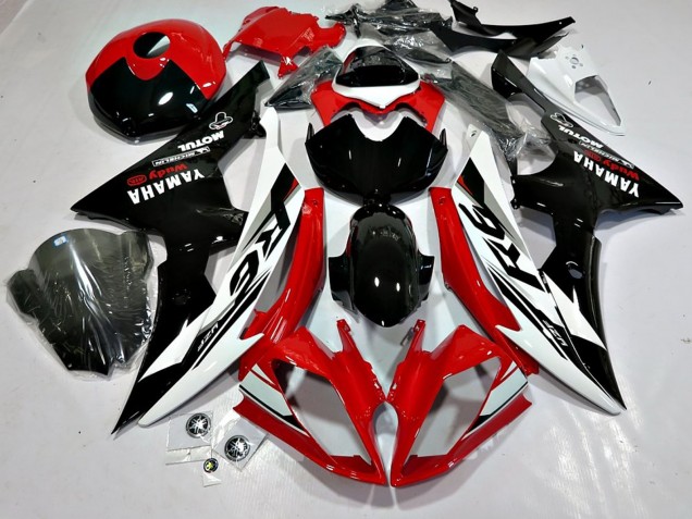 Carena Moto Yamaha YZF 600 R6 2008-2016 - Bianco Rosso Nero Lucido Motul Michelin