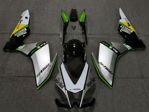 Carena Moto Aprilia RSV4 1000 2009-2015 - Argento Nero Verde Giallo