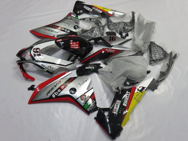 Carena Moto Aprilia RSV4 1000 2009-2015 - Argento Rosso Nero Giallo
