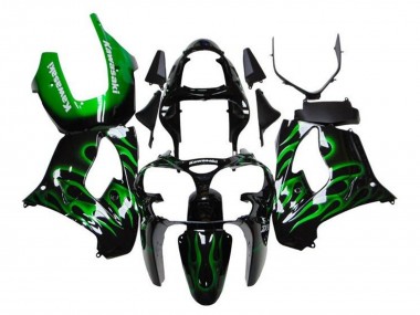 Carena Moto Kawasaki ZX9R 2000-2001 - Nero Lucido Verde Fiamma Bianco Fabbrica
