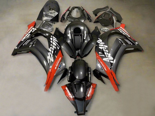 Carena Moto Kawasaki ZX10R 2011-2015 - Falso Fibra di Carbonio Rosso Bianco
