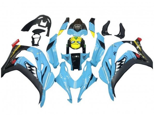 Carena Moto Kawasaki ZX10R 2016-2020 - Azzurro Chiaro Giallo Squalo