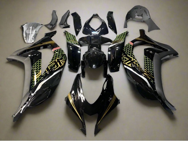 Carena Moto Kawasaki ZX10R 2016-2020 - Nero Lucido Oro Honeycomb