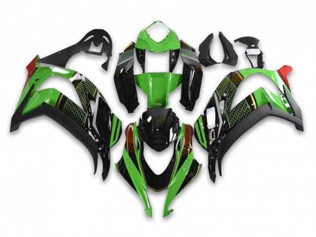 Carena Moto Kawasaki ZX10R 2016-2020 - Verde Nero Lucido Rosso Honeycomb