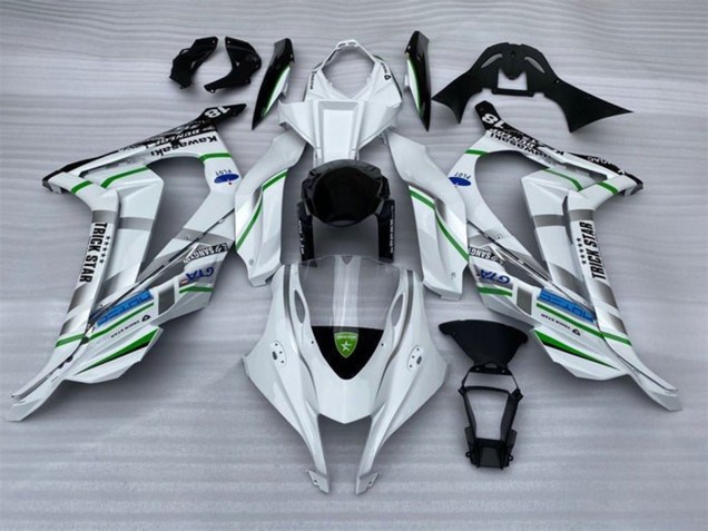 Carena Moto Kawasaki ZX10R 2016-2020 - Bianco Argento Verde Blu Nero Trick Star