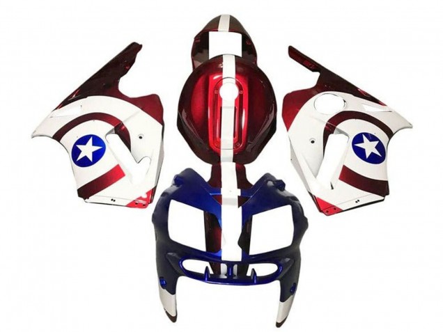 Carena Moto Kawasaki ZX12R 2000-2001 - Caramella Rosso Bianco Blu Captain America