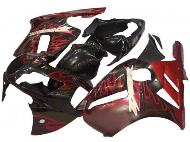 Carena Moto Kawasaki ZX12R 2000-2001 - Nero Lucido Rosso Fiamma