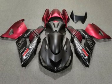Carena Moto Kawasaki ZX14R ZZR1400 2006-2011 - Nero Opaco Rosso Argento Fiamma Fabbrica