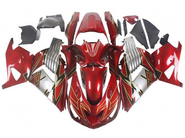 Carena Moto Kawasaki ZX14R ZZR1400 2006-2011 - Rosso Argento Nero Oro