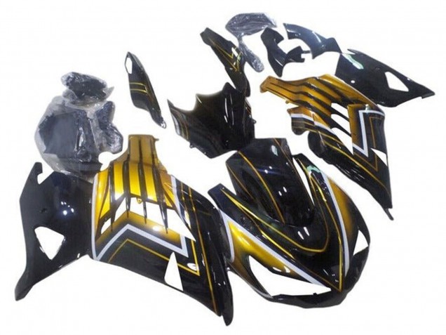 Carena Moto Kawasaki ZX14R ZZR1400 2012-2024 - Nero Lucido Oro Banda